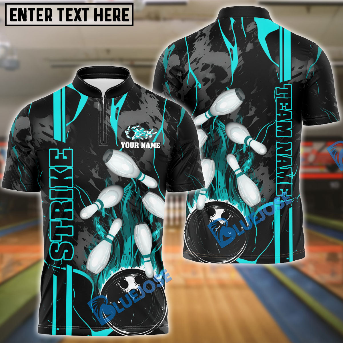 BlueJose Bowling And Pins Strike The Blood Multicolor Customized Name 3D Shirt (4 Colors)