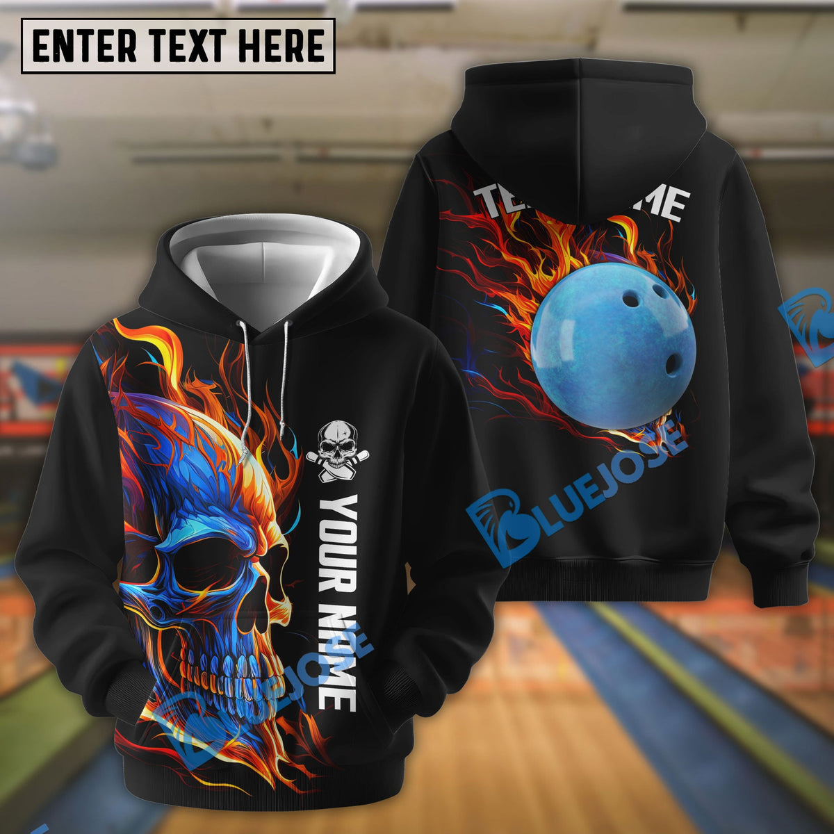 BlueJose Bowling And Skull Customized Name 3D Shirt