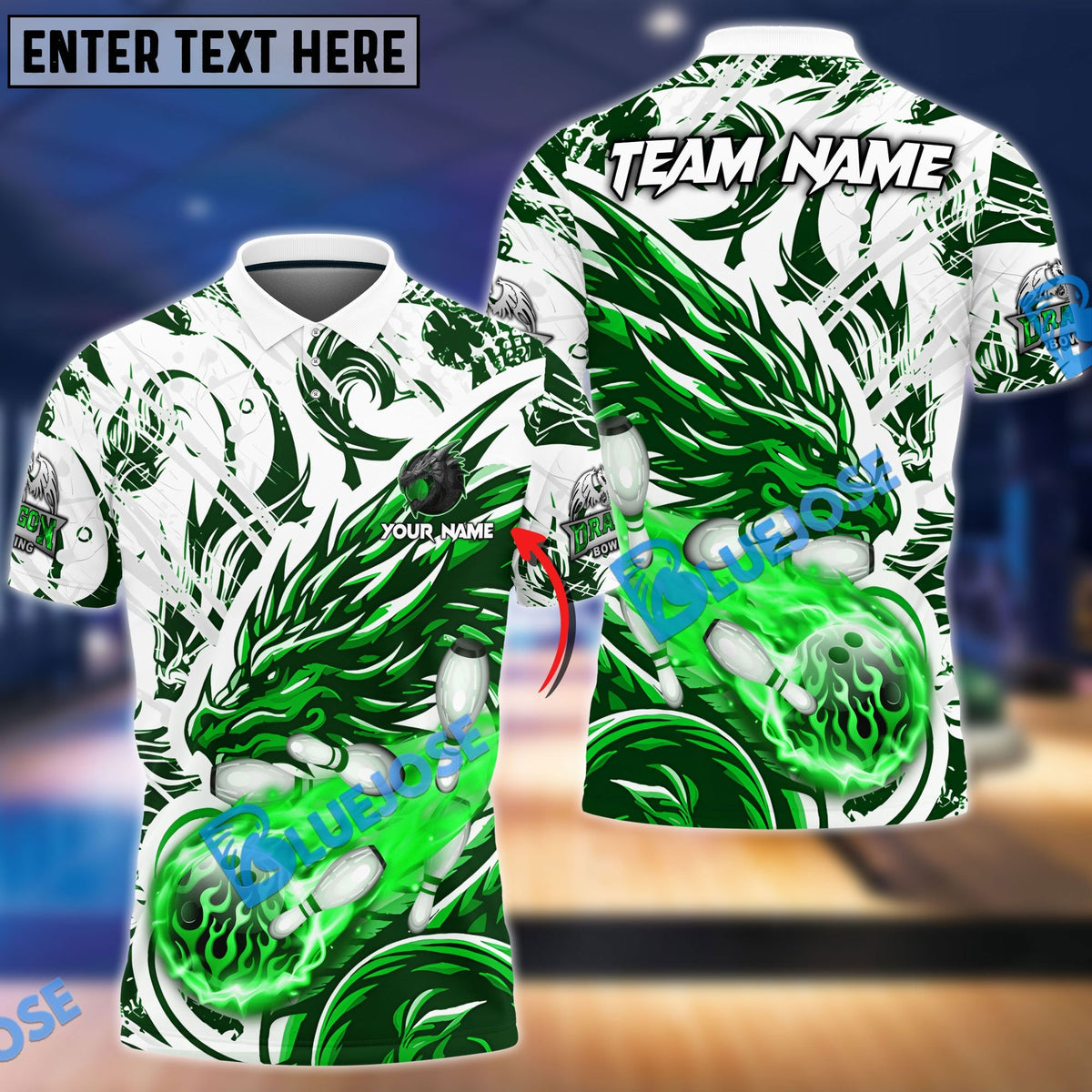 BlueJose Bowling And Pins Blasting Dragon Customized Name 3D Shirt (6 Colors)