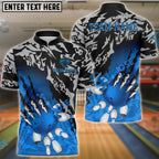BlueJose Bowling And Pins Flame Claws Customized Name 3D Shirt ( 6 Colors)