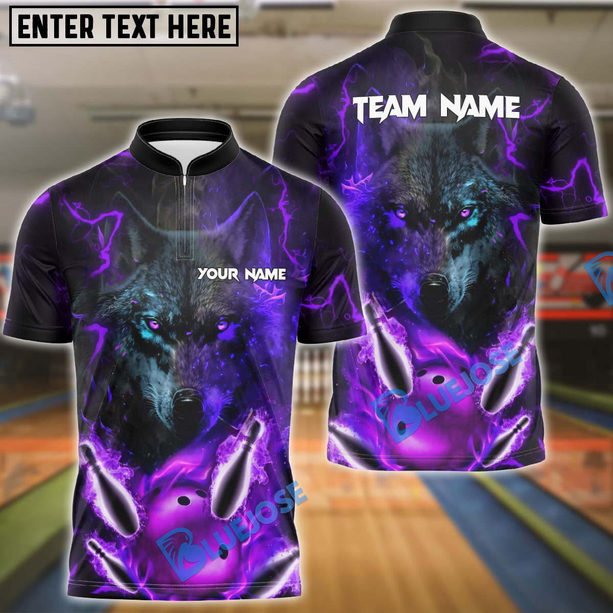 BlueJose Bowling And Pins Lightning Wolf Customized Name 3D Shirt (6 Colors)