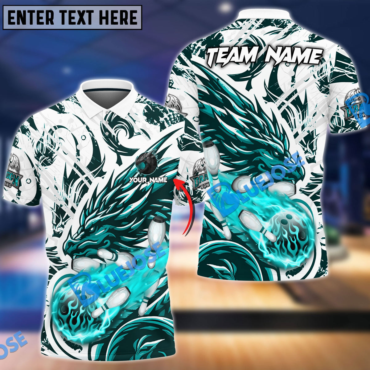 BlueJose Bowling And Pins Blasting Dragon Customized Name 3D Shirt (6 Colors)