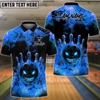 BlueJose Bowling And Pins Flaming Evil Ball Customized Name, Team Name 3D Shirt (4 Colors)