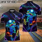 BlueJose Bowling And Pins Zombie Neon Glow Customized Name, Team Name 3D Shirt (4 Colors)