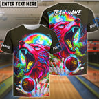 BlueJose Bowling And Pins Neon Cosmic Wolf Customized Name, Team Name 3D Shirt (4 Colors)