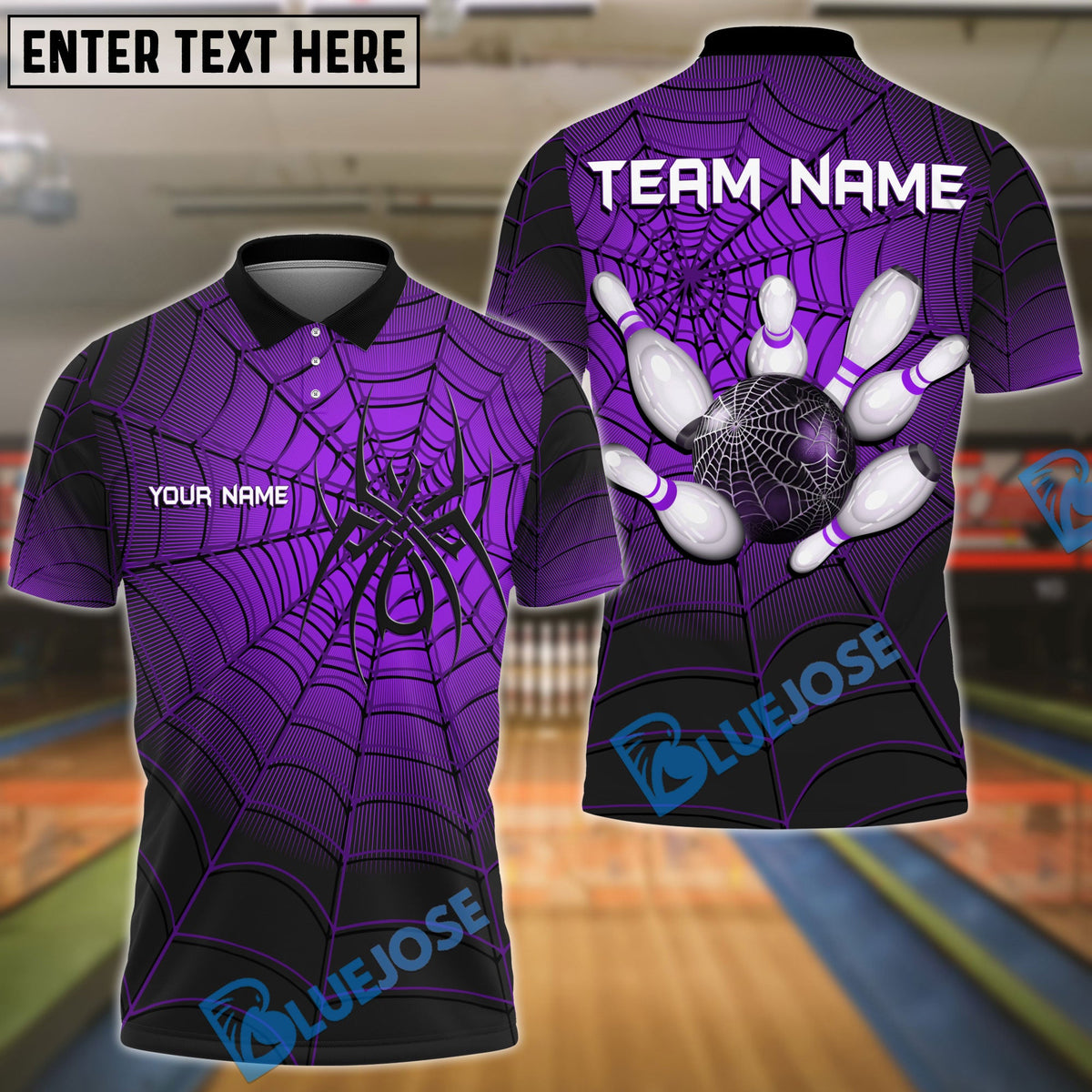 BlueJose Bowling And Pins Spider Web Customized Name, Team Name 3D Shirt (4 Colors)