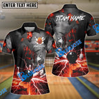BlueJose Bowling And Pins Volcano Lava Explosion Lightning Customized Name, Team Name 3D Shirt (4 Colors)