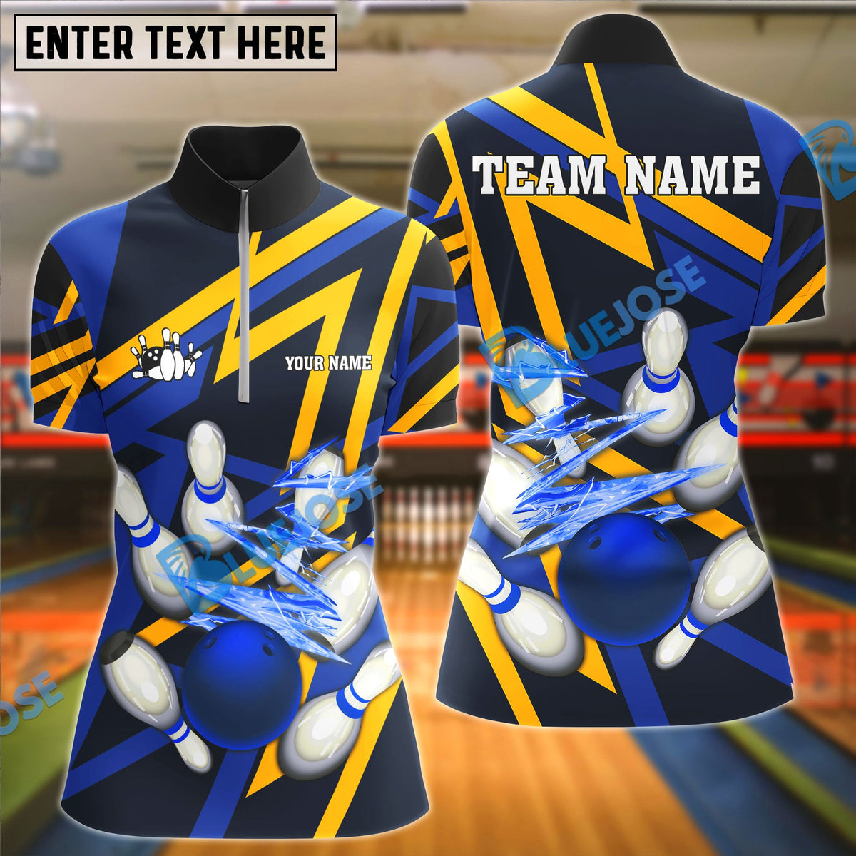 BlueJose Bowling And Pins 10000 Volt Throw Customized Name 3D Shirt For Women