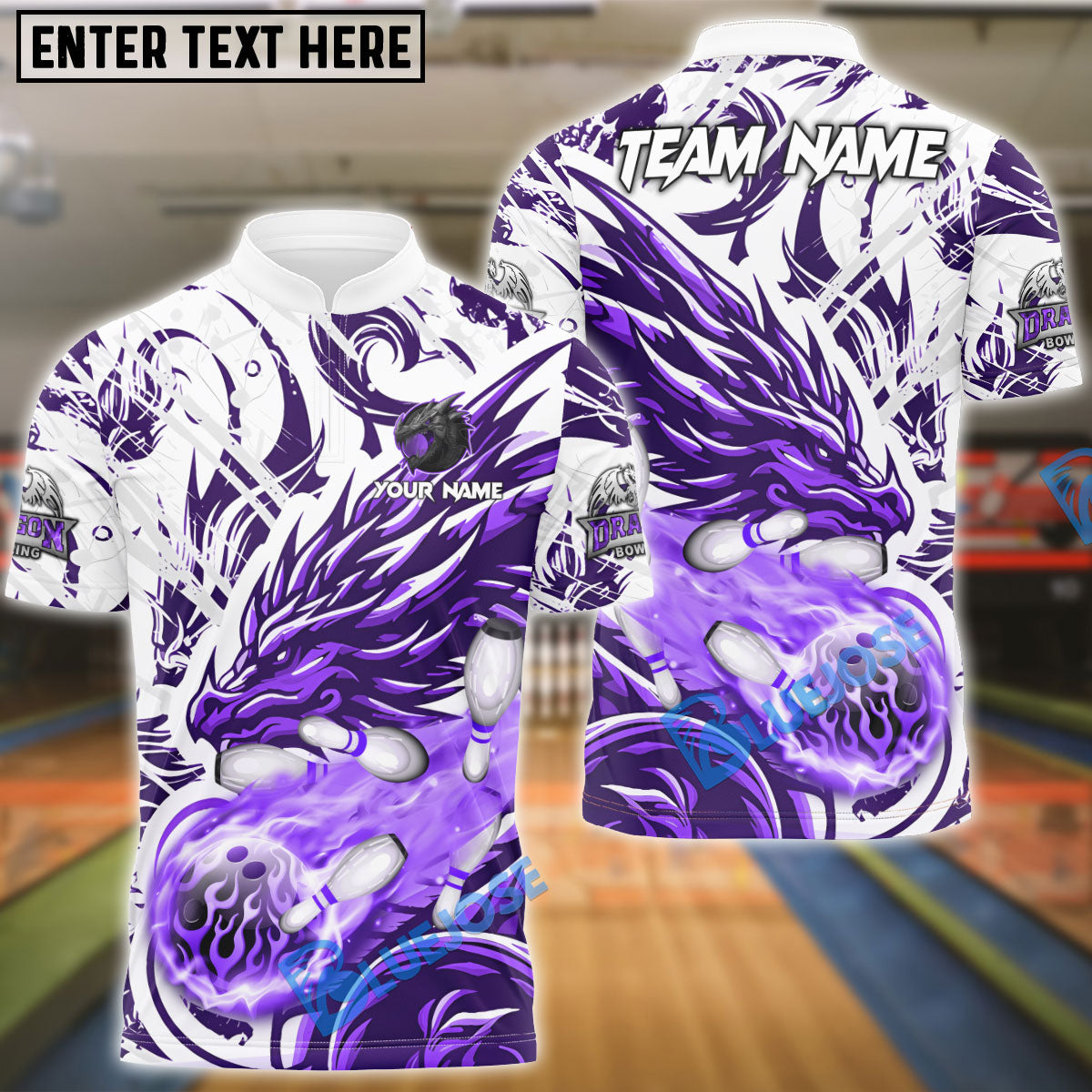 BlueJose Bowling And Pins Blasting Dragon Customized Name 3D Shirt (6 Colors)