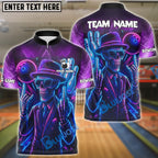 BlueJose Bowling And Pins Skeleton Neon Attitude Customized Name, Team Name 3D Shirt (4 Colors)