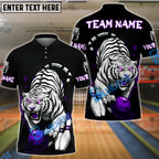 BlueJose Bowling And Pins White Tiger Power Customized Name, Team Name 3D Shirt (4 Colors)