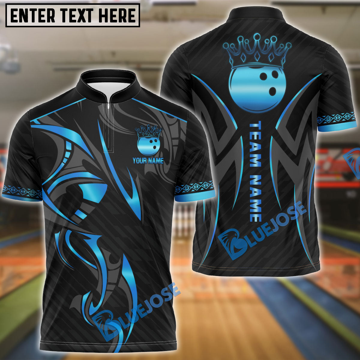 BlueJose Bowling And Pins Bling Crown Customized Name 3D Shirt (4 Colors)