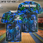 BlueJose Street Bowling Attitude Graffiti Pattern Customized Name, Team Name 3D Shirt (4 Colors)