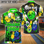 BlueJose Bowling Crew Graffiti Customized Name, Team Name 3D Shirt (4 Colors)