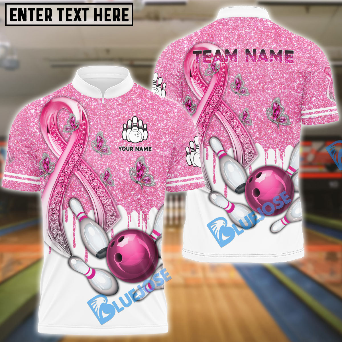 BlueJose Bowling And Pins Awareness Edition Customized Name 3D Shirt (4 Colors)