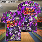 BlueJose Bowling & Pins  Funny Graffiti Cool Cartoon Street Art Design That's Some Bowlshit Customized Name, Team Name 3D Shirt (4 Colors)