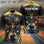 BlueJose Bowling And Pins Thunder Bowl Multicolor Customized Name 3D Shirt ( 4 Colors )