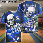 BlueJose Bowling And Pins Skull Lightning Multicolor Customized Name 3D Shirt (4 Colors)