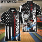 BlueJose Bowling And Pins Retro Eagle US Flag Customized Name And Team Name 3D Shirt (4 Colors)