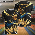 BlueJose Bowling And Pins Bling Bling Shiny Customized Name 3D Shirt (4 Colors)