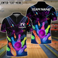 BlueJose Bowling And Pins Neon Floor Customized Name, Team Name 3D Shirt