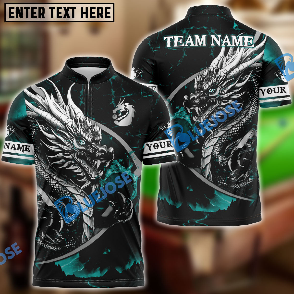 BlueJose Bowling And Pins Showdown Flame Dragon Customized Name 3D Shirt (4 Colors)