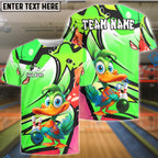 BlueJose Bowling And Pins Cartoon Duck Graffiti Customized Name, Team Name 3D Shirt (4 Colors)