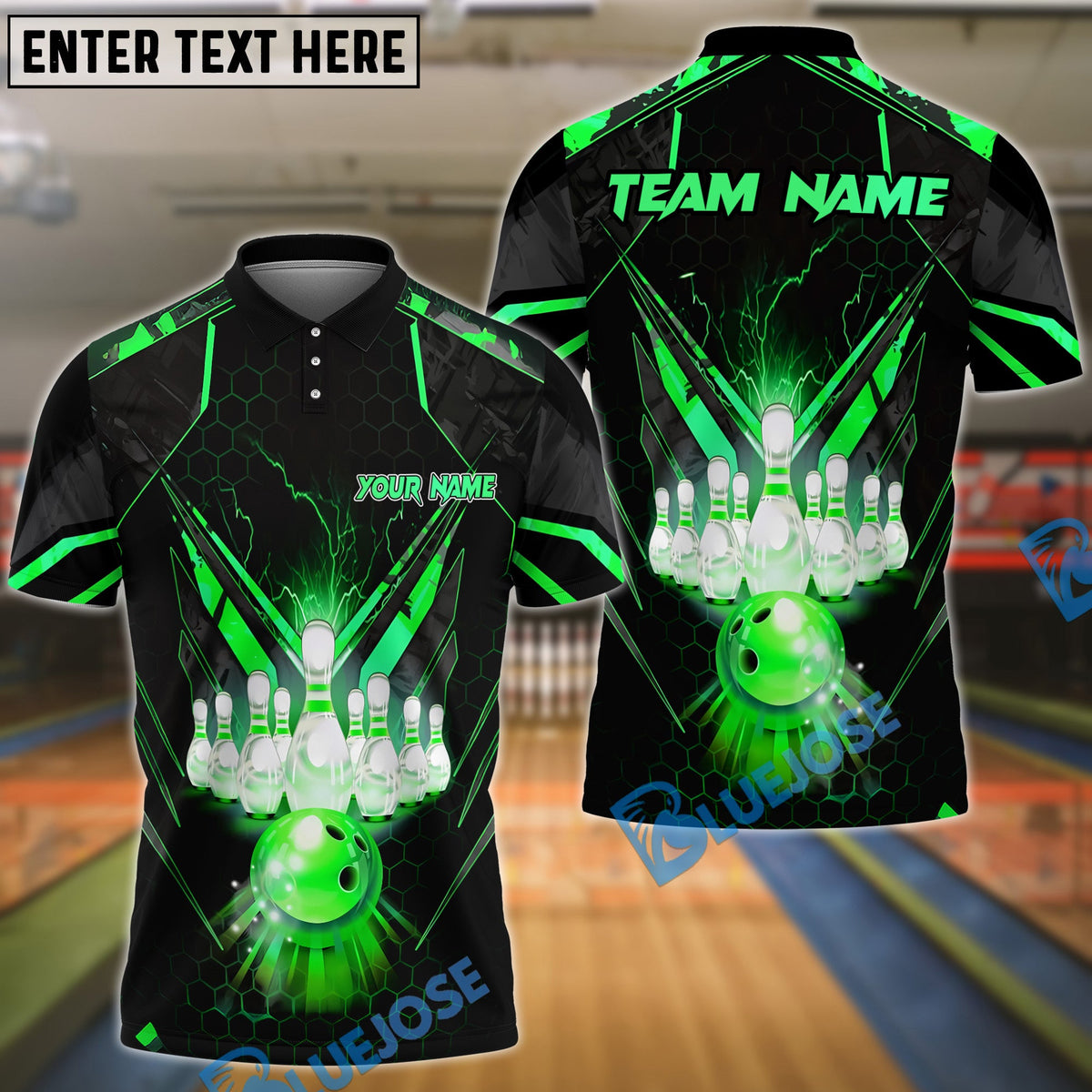 BlueJose Bowling And Pins Gold Light Customized Name 3D Shirt (6 Colors)