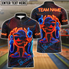 BlueJose Bowling Neon Flame Customized Name, Team Name 3D Shirt (4 Colors)