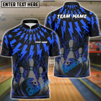 BlueJose Bowling And Pins Thunder Rain Flame Customized Name 3D Shirt ( 6 Colors)