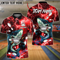 BlueJose Bowling & Pins Shark Lightning Graphic Customized Name, Team Name 3D Shirt (6 Colors)