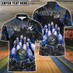 BlueJose Bowling And Pins Horror Strike Scary Pins Angry Ball Design Customized Name, Team Name 3D Shirt (4 Colors)