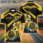 BlueJose Bowling And Pins Thunder Falling Pattern Customized Name, Team Name 3D Shirt (4 Colors)
