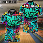 BlueJose Bowling And Pins Graffiti Colorful Bunny Customized Name, Team Name 3D Shirt (4 Colors)