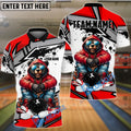BlueJose Bowling And Pins HipHop Bear Customized Name, Team Name 3D Shirt (4 Colors)