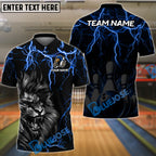 BlueJose Bowling And Pins Lion Thunder Lightning Customized Name, Team Name 3D Shirt (4 Colors)