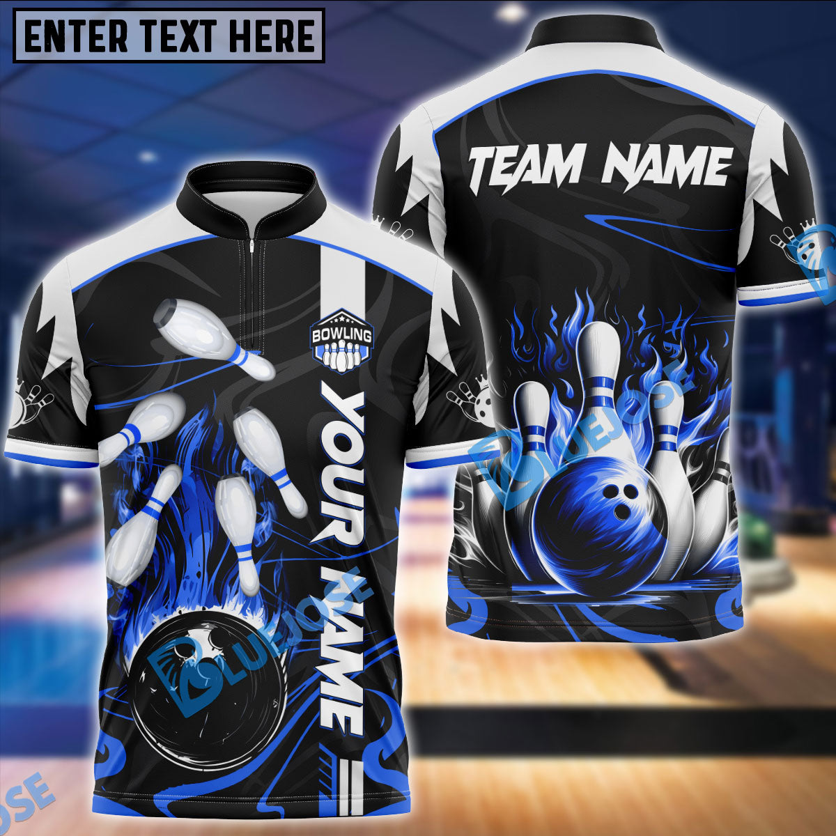 BlueJose Bowling And Pins Vengeful Flame Customized Name 3D Shirt (6 Colors)