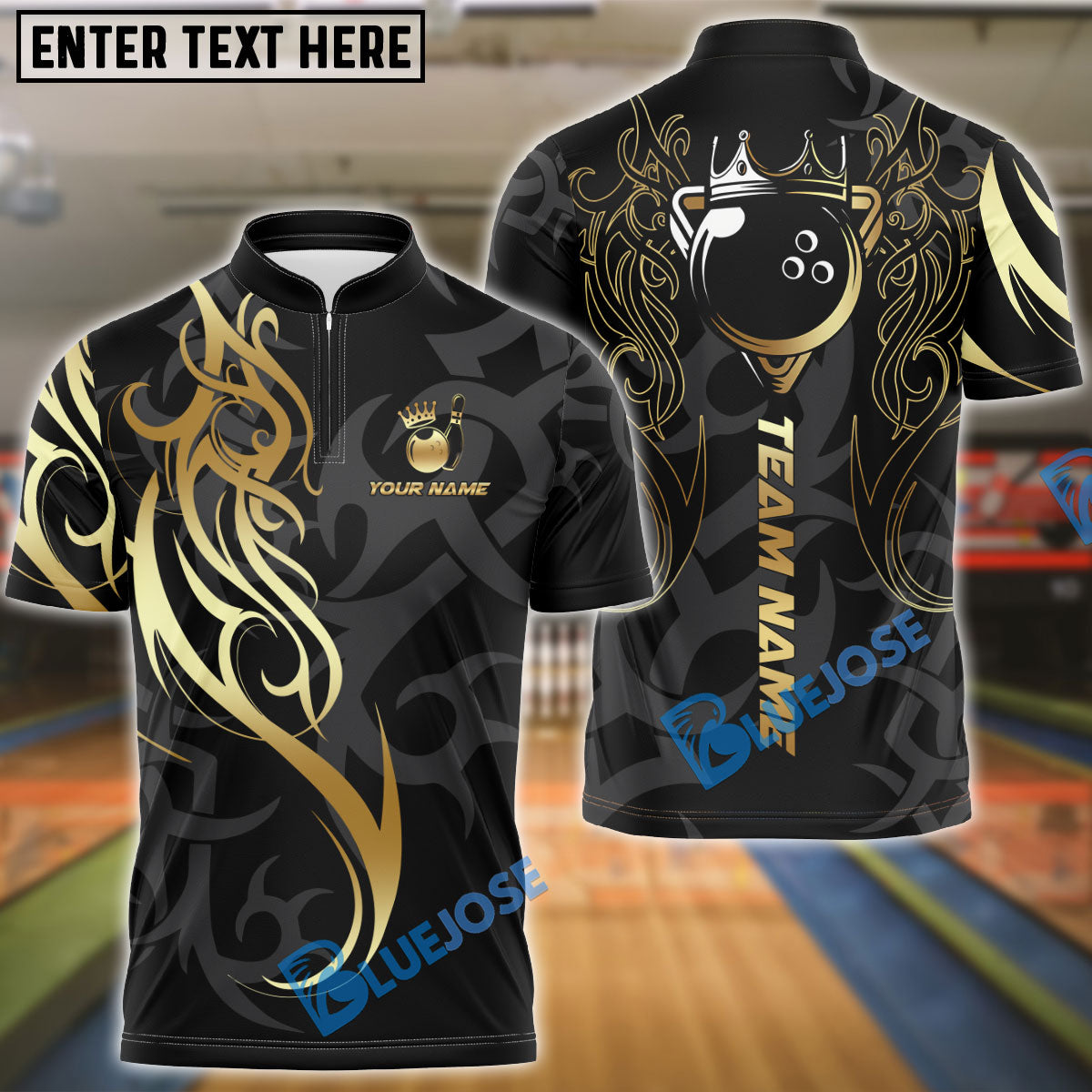 BlueJose Bowling And Pins Sport Royal Crown Ball Tribal Customized Name, Team Name 3D Shirt (4 Colors)