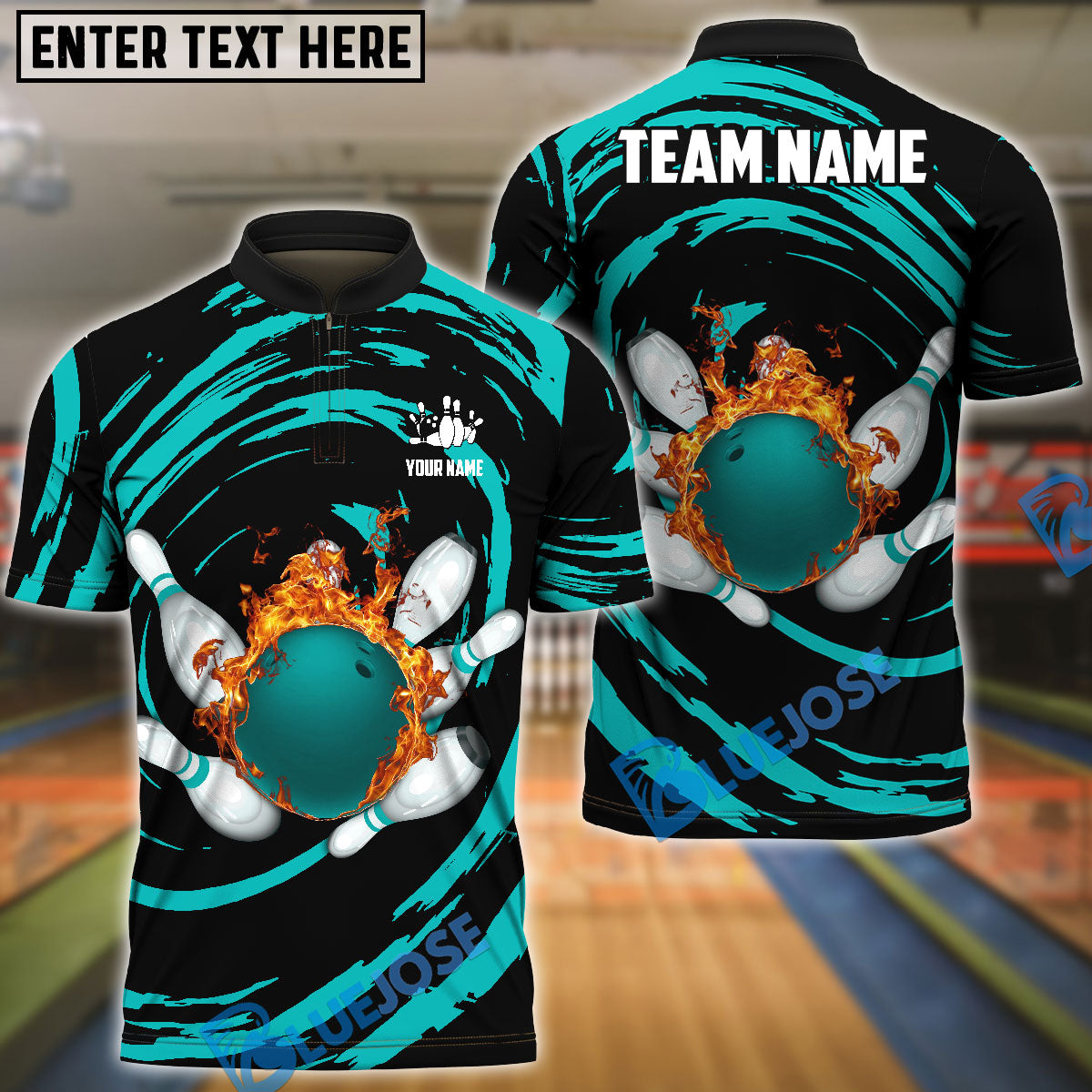 BlueJose Bowling And Pins Wave Sea Customized Name, Team Name 3D Shirt (4 Colors)