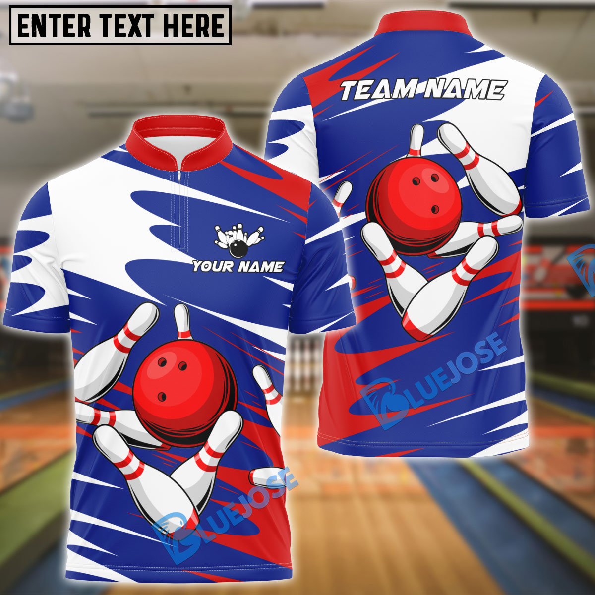 BlueJose Bowling And Pins Twin Side Multicolor Options Personalized Name, Team Name 3D Shirt (4 Colors)