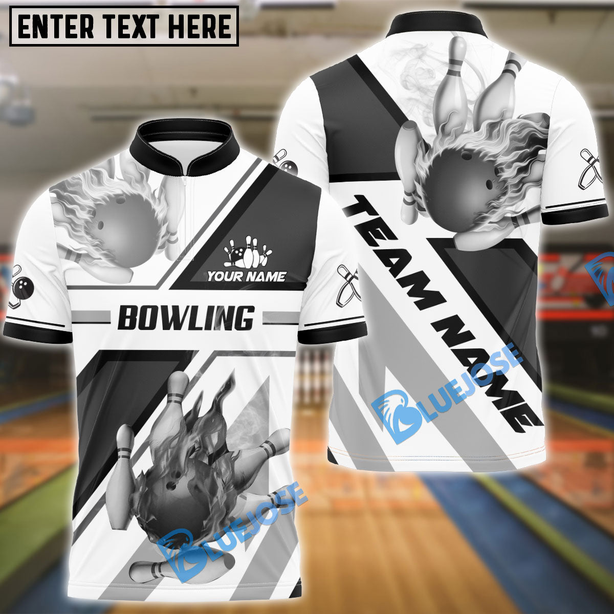 BlueJose Bowling And Pins Smoke Pattern Customized Name 3D Shirt (4 Colors)