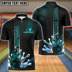 BlueJose Bowling And Pins Fire Dot Pattern Personalized Name Team Name Shirt (4 Colors)