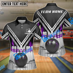 BlueJose Bowling And Pin Black White Red V-Stripe Strike Ball & Pins 3D Design Customized Name, Team Name 3D Shirt (6 Colors)