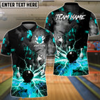 BlueJose Bowling And Pins Volcano Lava Explosion Lightning Customized Name, Team Name 3D Shirt (4 Colors)