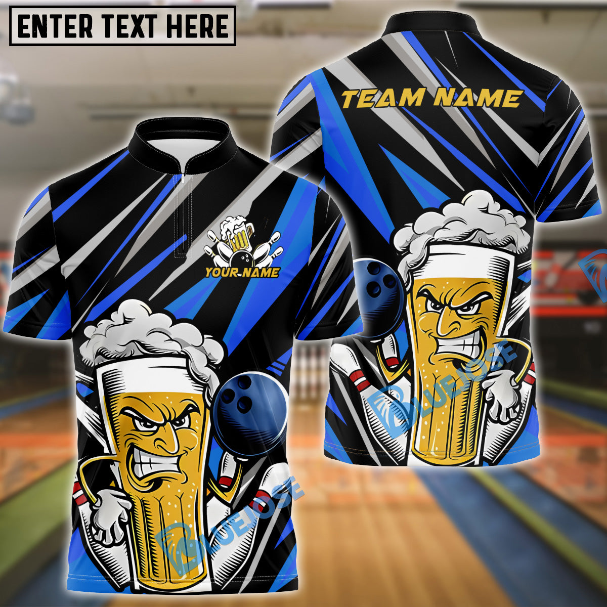 BlueJose Bowling And Pins Funny Beer Customized Name 3D Shirt (4 Colors)