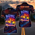 BlueJose Bowling Sunset Beach Bowler Retro Neon Art Personalized Name, Team Name 3D Shirt