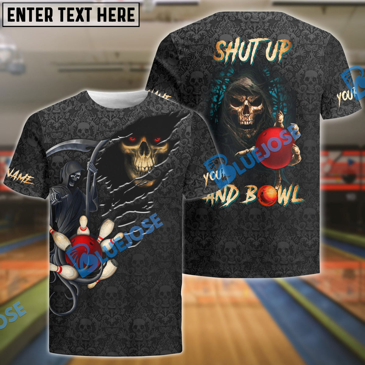 BlueJose Bowling Reaper Customized Name, Team Name 3D Shirt
