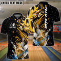 BlueJose Bowling And Pins Skull Fire Ball Multicolor Customized Name 3D Shirt ( 4 Colors )