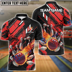 BlueJose Bowling And Pins Fireball Impact Customized Name 3D Shirt (4 Colors)