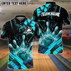 BlueJose Bowling And Pins Grunge Flame Customized Name 3D Shirt ( 6 Colors)